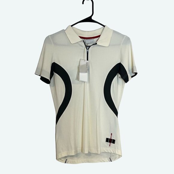 Porsche Design Drivers Selection Women's Polo Shirt Zipper Neck Off White S NWT - Picture 1 of 9
